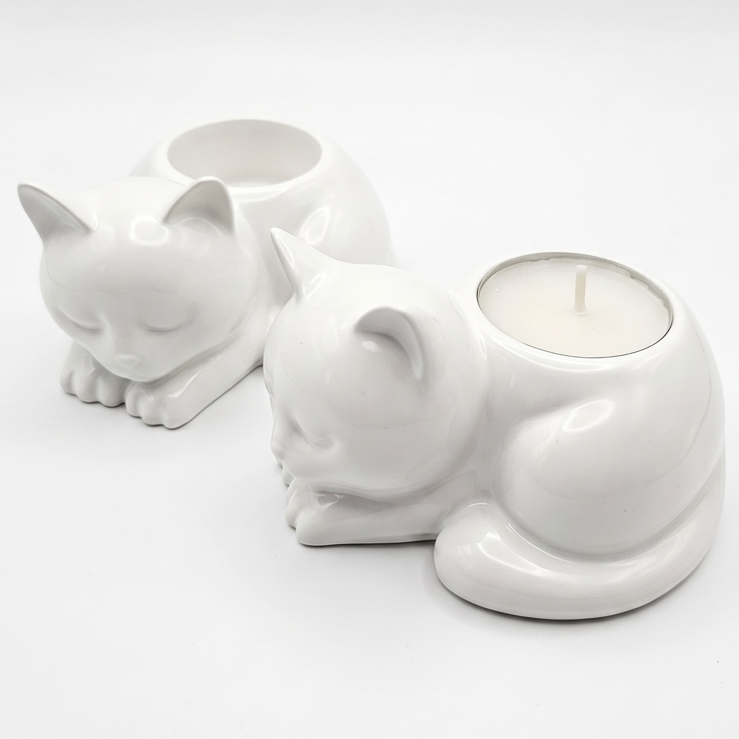 Castiçal design Gato – Branco