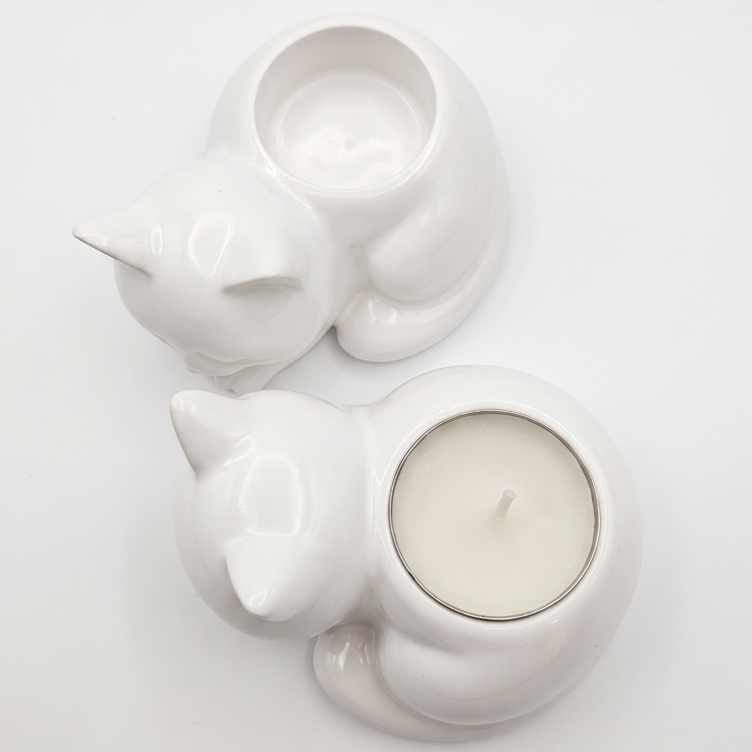 Castiçal design Gato – Branco