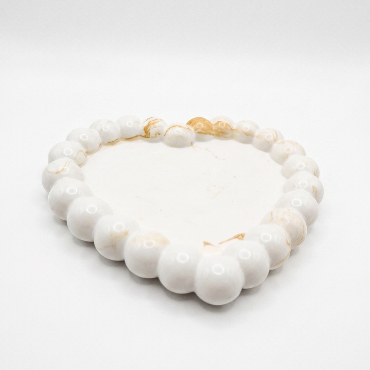 Bandeja de Design Coração de Pérola - Branco / Dourado