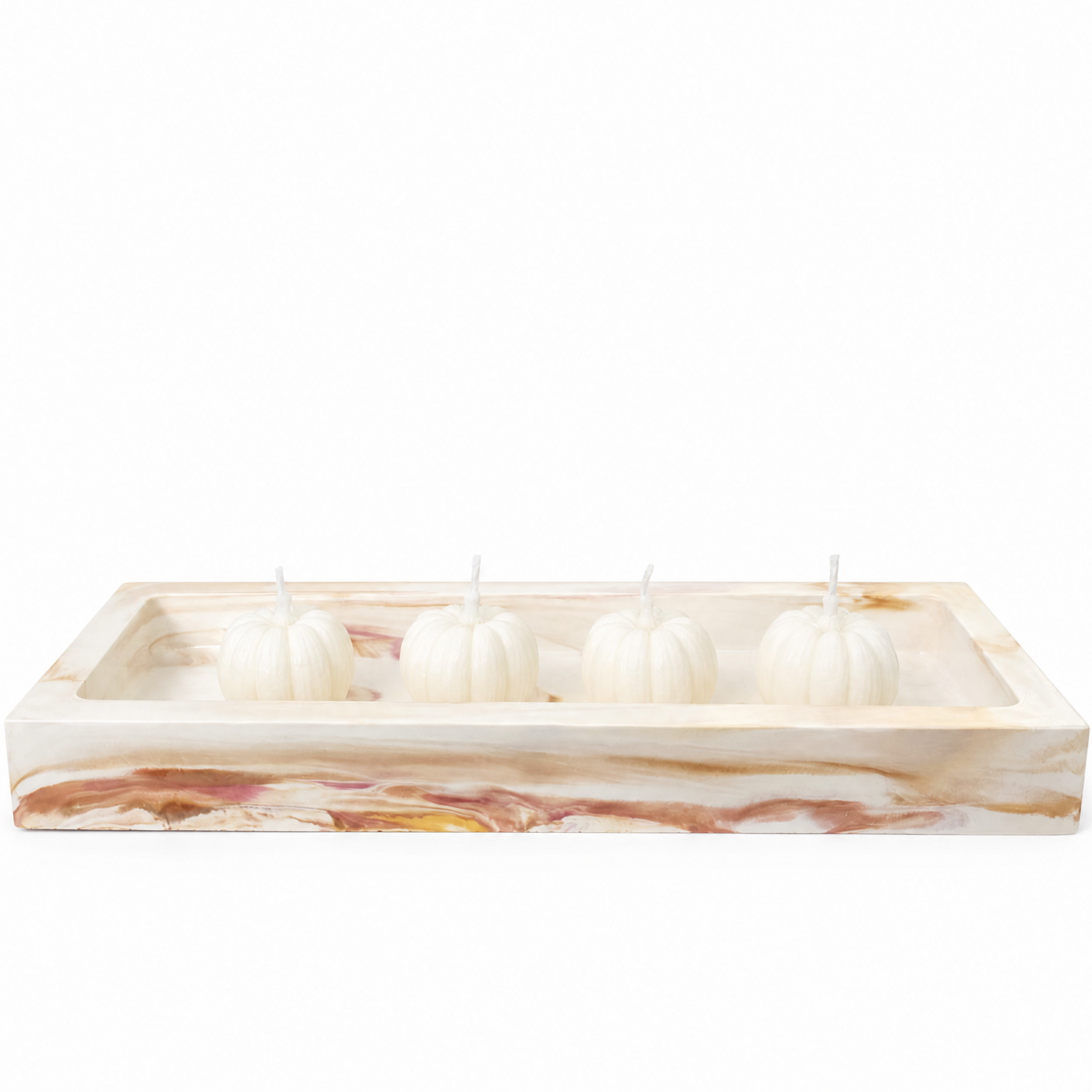 Bandeja de design Luna - Branco / Caramelo