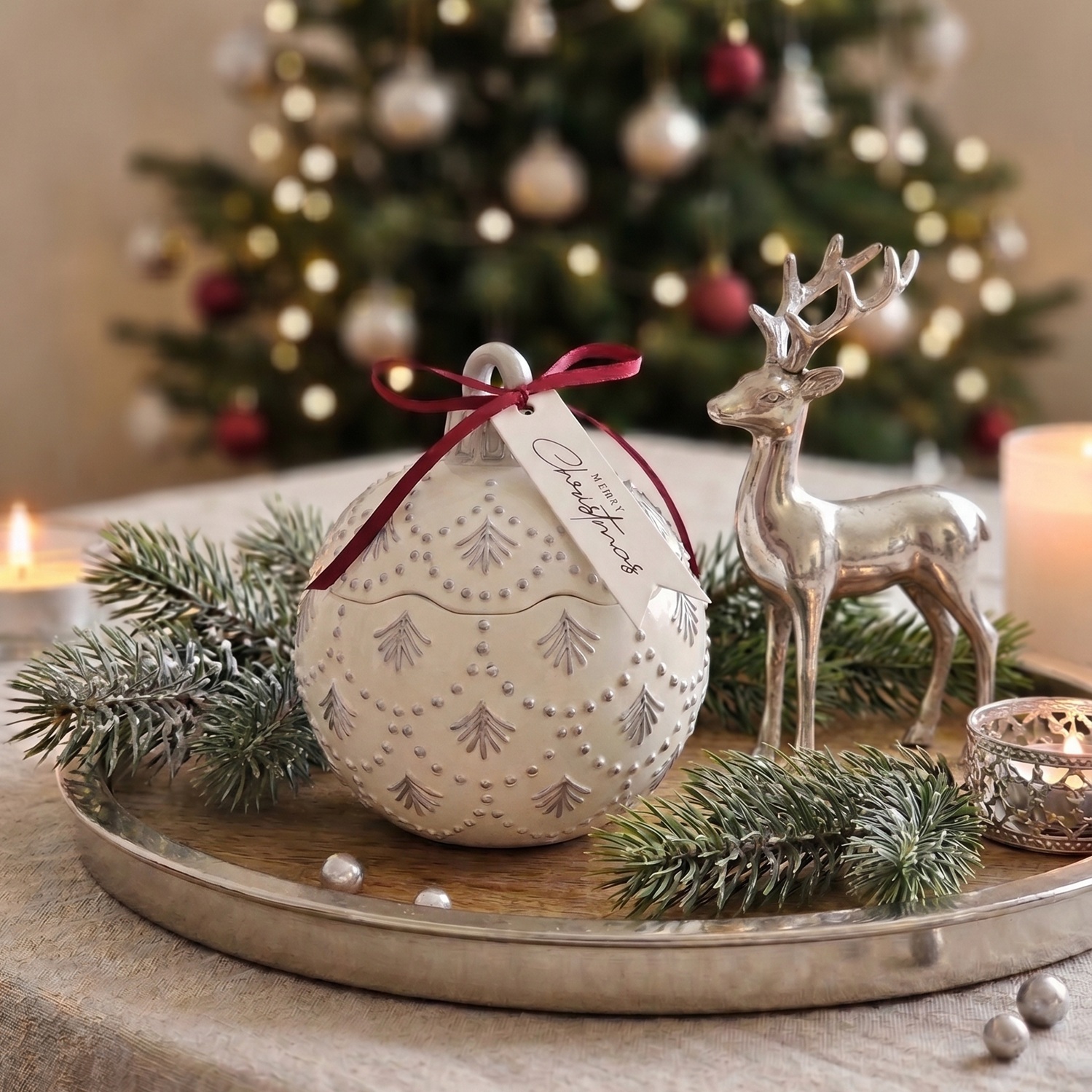 Vela Christmas Bauble Enchanted MINI - Branca / Prateada / Magia de Inverno / MINI
