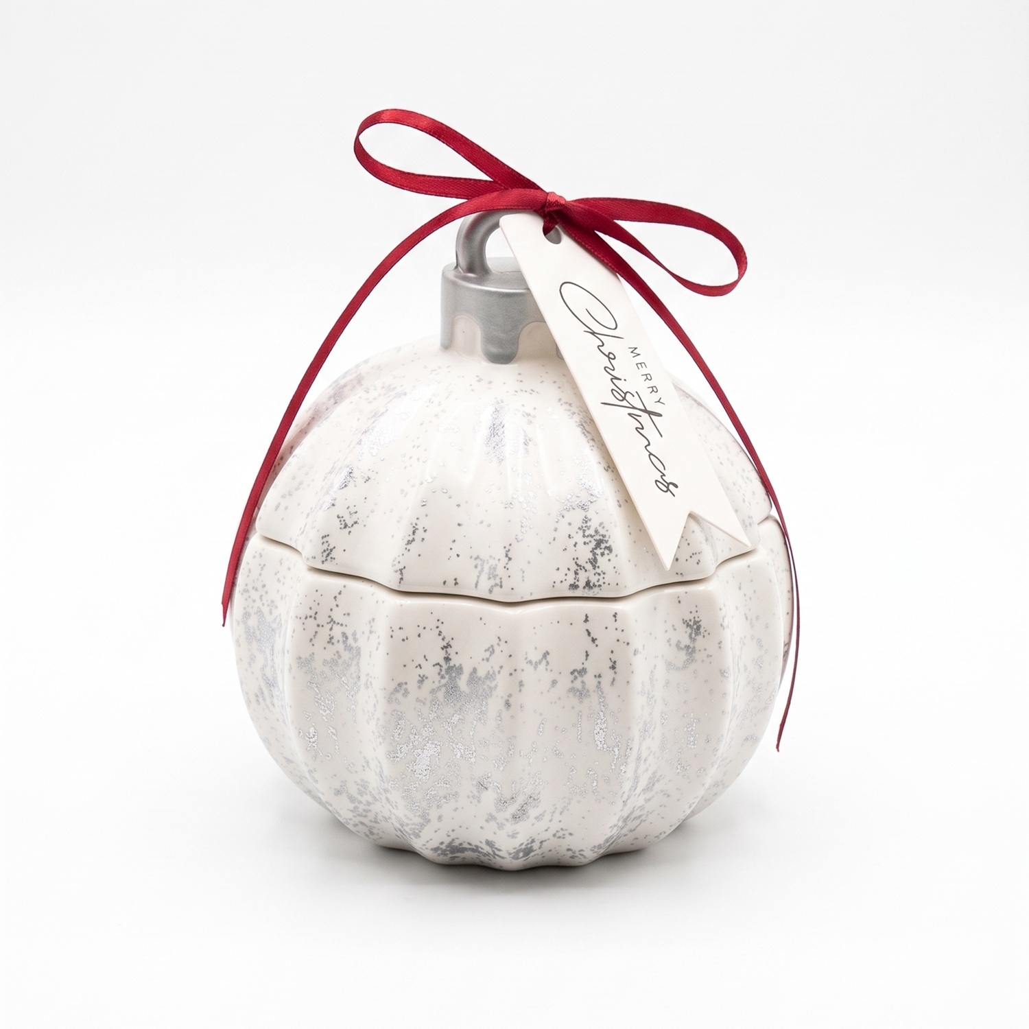 Vela Christmas Bauble Glitter MINI - Branco / Prateado / Magia de Inverno