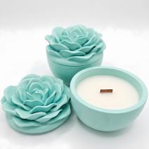 Vela Azur Flor - Turquesa / Baunilha