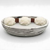 Vela de Mármore Fumado - Branco / Cinza / Cedro, Âmbar Negro