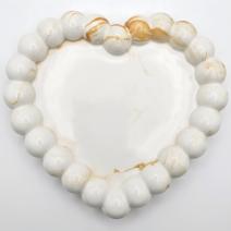 Bandeja de Design Coração de Pérola - Branco / Dourado