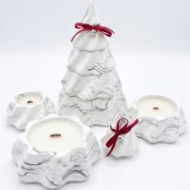 Vela Christmas Tree - Branca / Prateada / Magia de Inverno, Pão de Gengibre, Doce de Natal