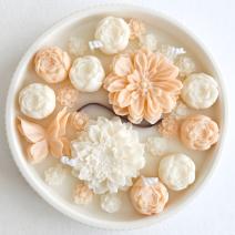 Vela Rainha das Flores - Branca / Laranja-rosa / Baunilha, Coco da Islândia