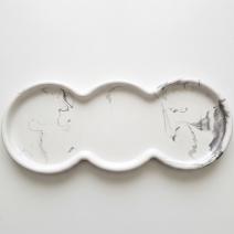 Bandeja de design Trio - Branca / Prateada