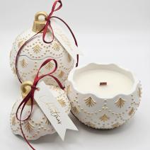 Vela Christmas Bauble Enchanted - Branca / Dourada / Magia de Inverno