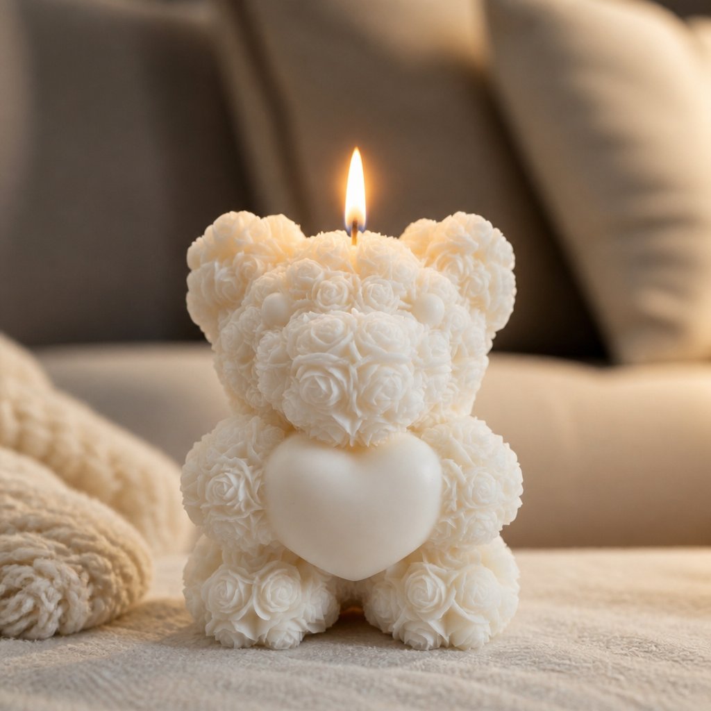 Vela Urso Médio - Branco / Coco