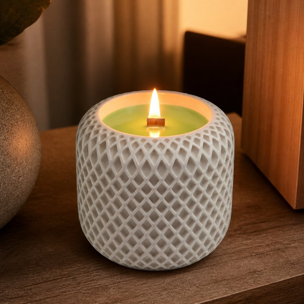 Vela Mozaico - Branca / Verde Néon / Maçã, Canela