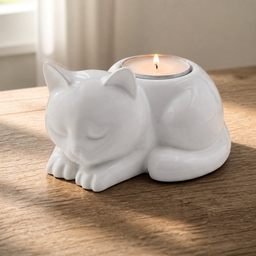Castiçal design Gato – Branco