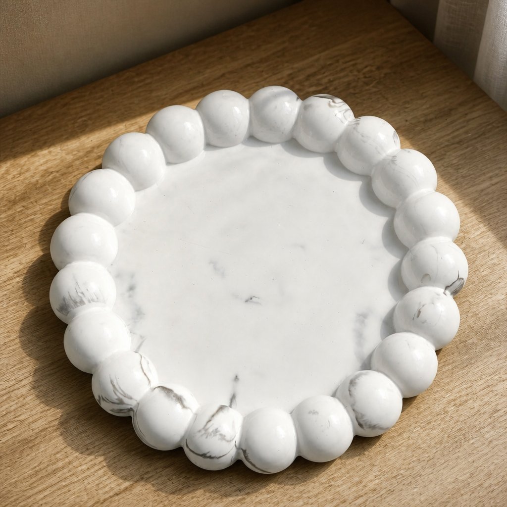 Bandeja de design Perla - Branco / Prateado