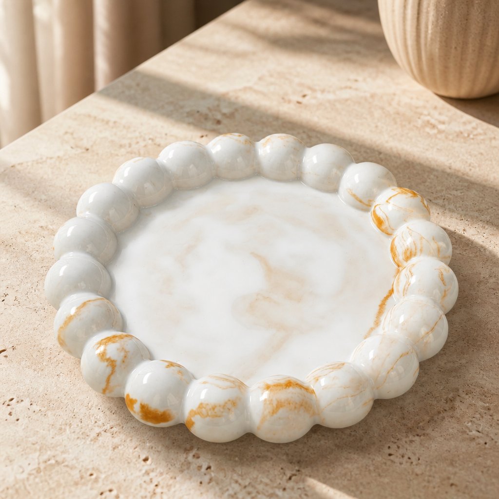Bandeja de design Perla - Branco / Dourado