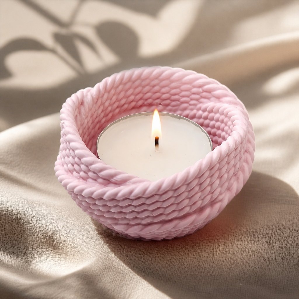 Castiçal e tigela decorativos Fio - Rosa