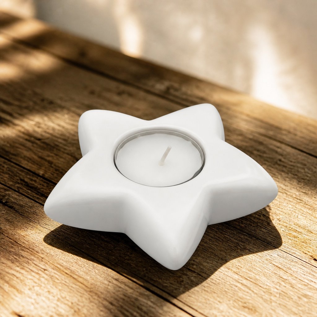 Castiçal de design Estrela - Branco