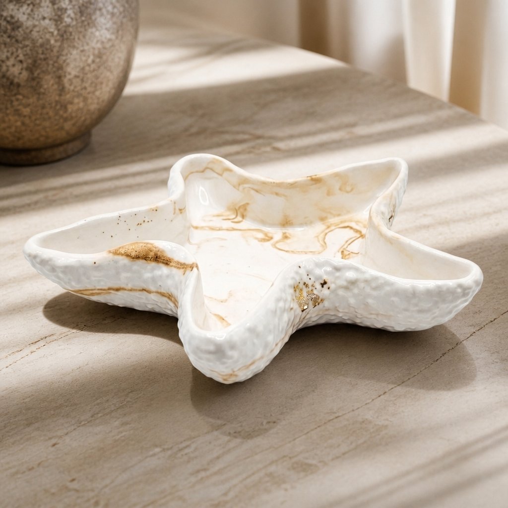 Tigela de Design Estrela-do-Mar - Branco / Dourado