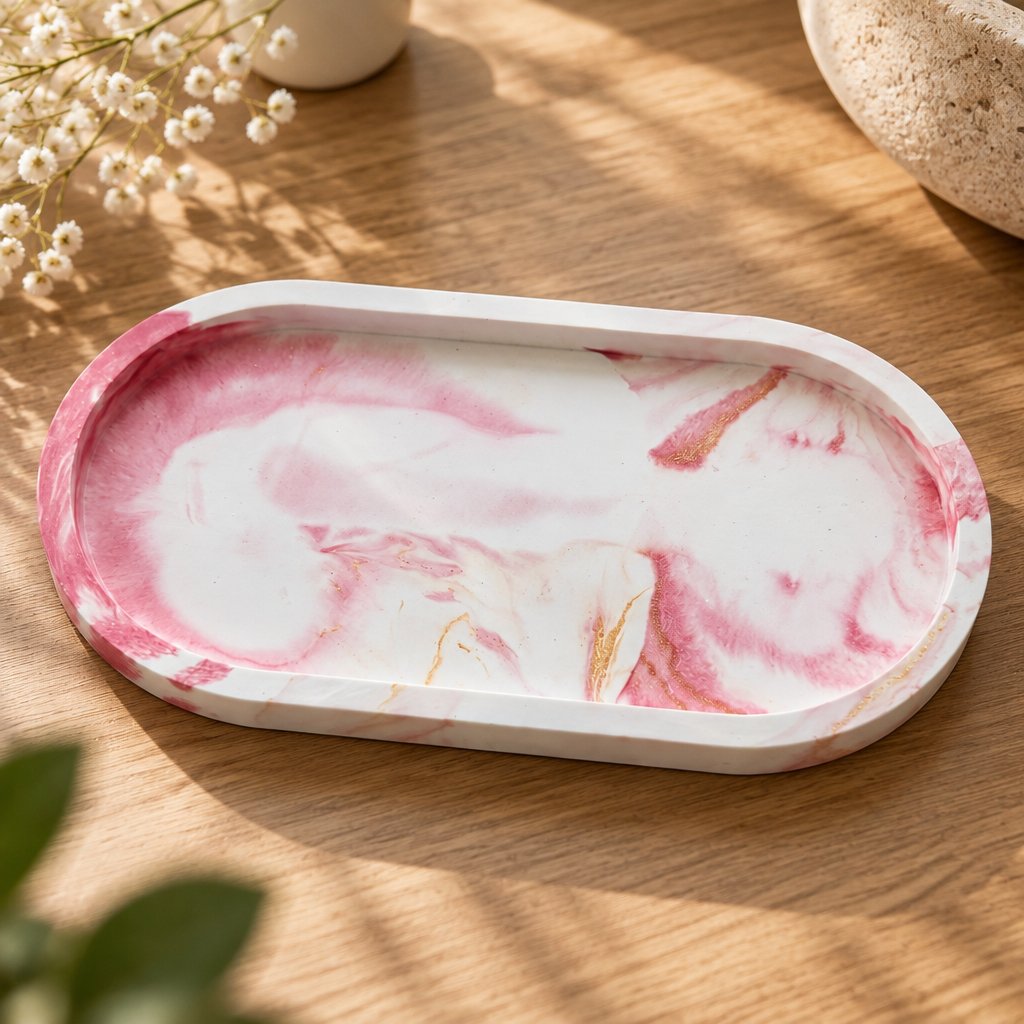 Bandeja de design Klasik - Branca / Rosa / Dourada