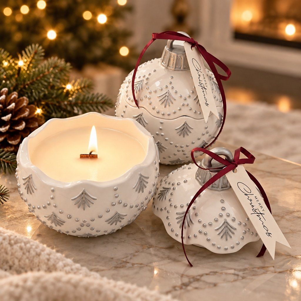 Vela Christmas Bauble Enchanted MINI - Branca / Prateada / Magia de Inverno / MINI